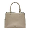 【中古】Kate spade(ケイトスペード) レイラ カラーブロック ミディアム トリプル コンパートメント サッチェル トートバッグ ベージュ×白 レザー