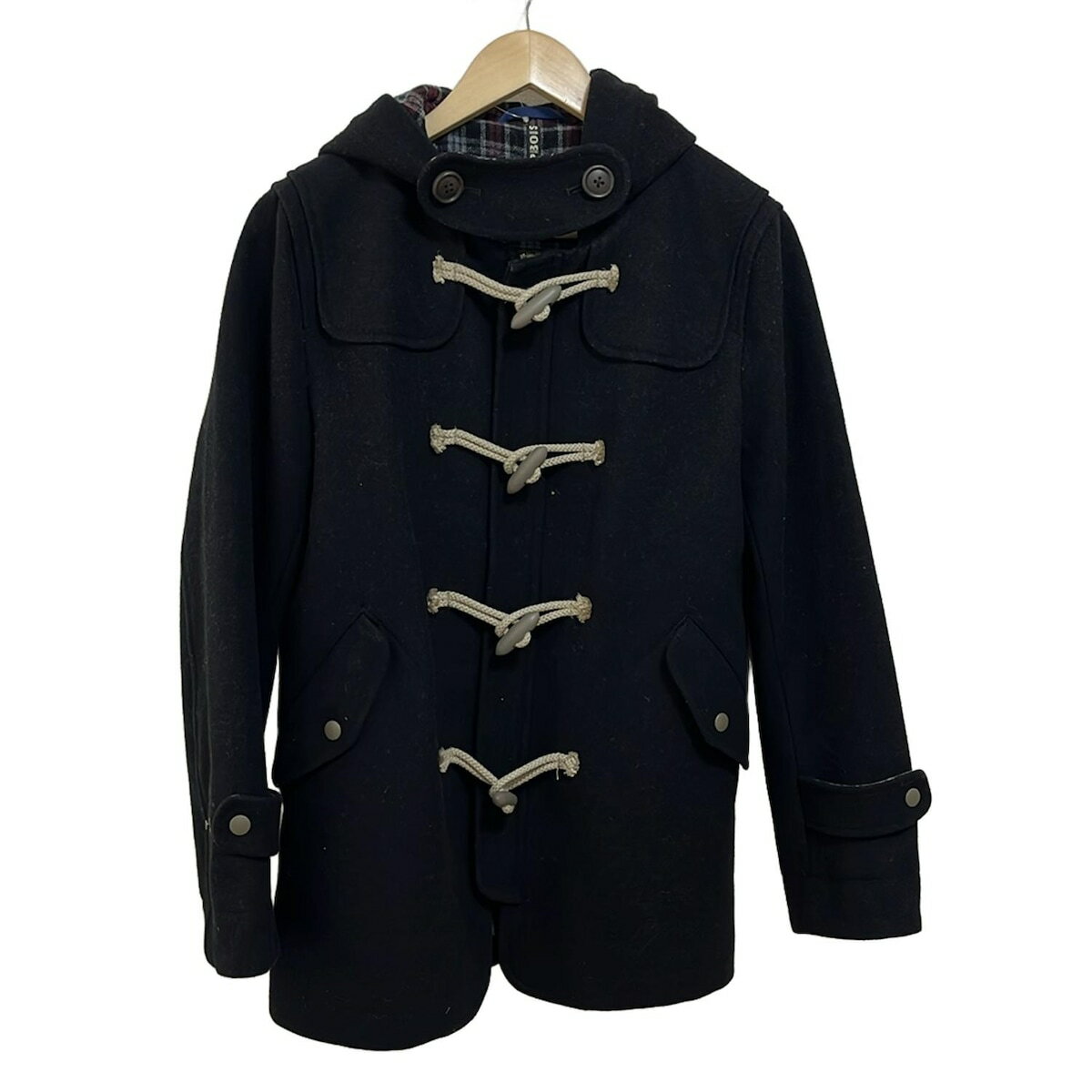 【中古】FRAPBOIS(フラボア) ダッフルコート 長袖/ショート丈/冬 黒×ダークブラウン×マルチ