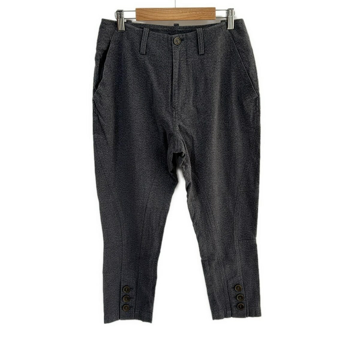 【中古】Y's(ワイズ) パンツ クロップド(半端丈)/プリーツ ダークグレー