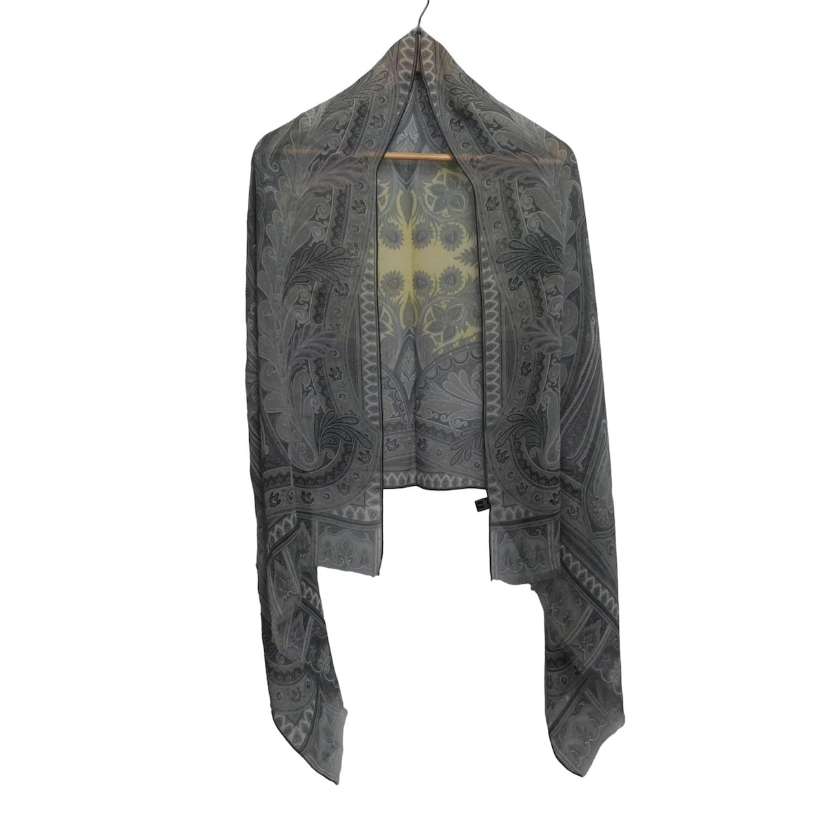 【中古】ETRO(エトロ) ストール(ショール) ライトイエロー×ブルーグレー×ライトグレー シルク