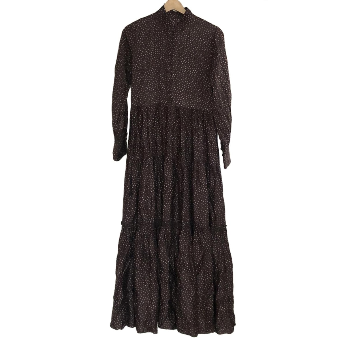 【中古】RBS(アールビーエス) ワンピース 長袖/マキシ丈 ダークブラウン×グレーベージュ×アイボリー