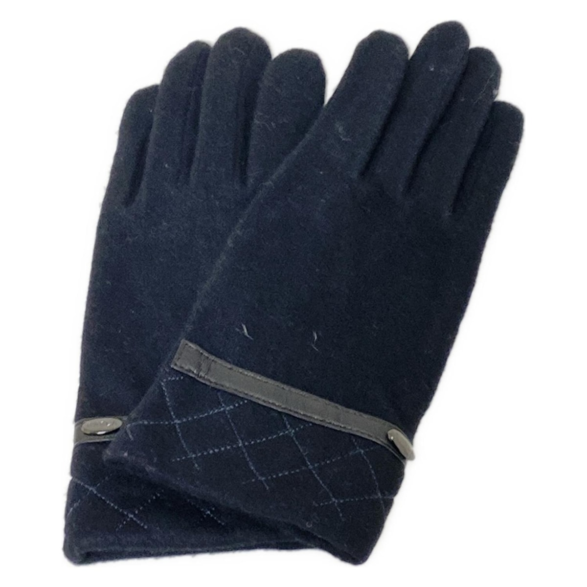 【中古】FURLA(フルラ) 手袋 タッチパネル対応 黒 ウール、カシミヤ、レザー