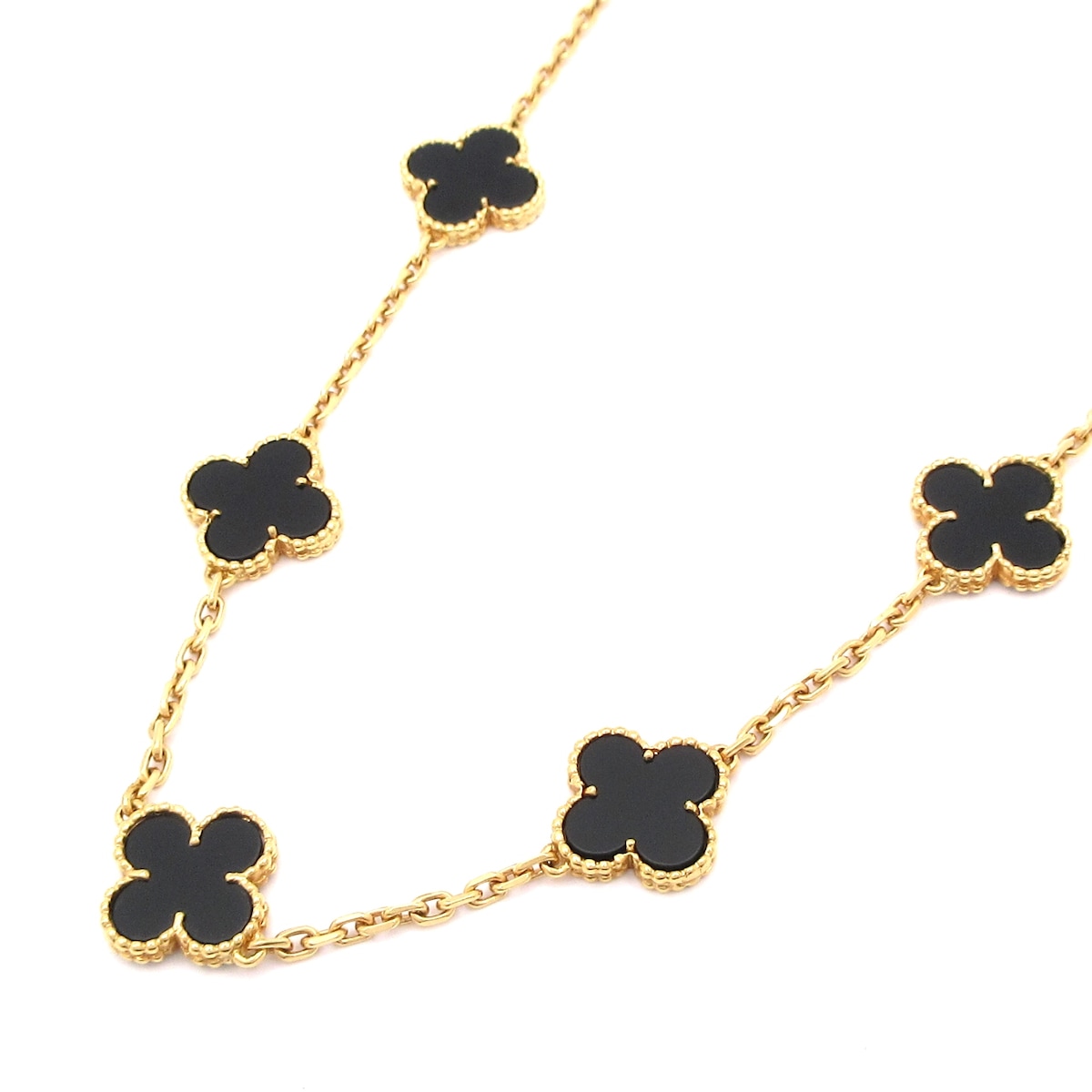 【中古】VanCleef & Arpels(ヴァンクリーフ&アーペル) ヴィンテージアルハンブラ ネックレス 10Pモチーフ K18YG×オニキスのサムネイル