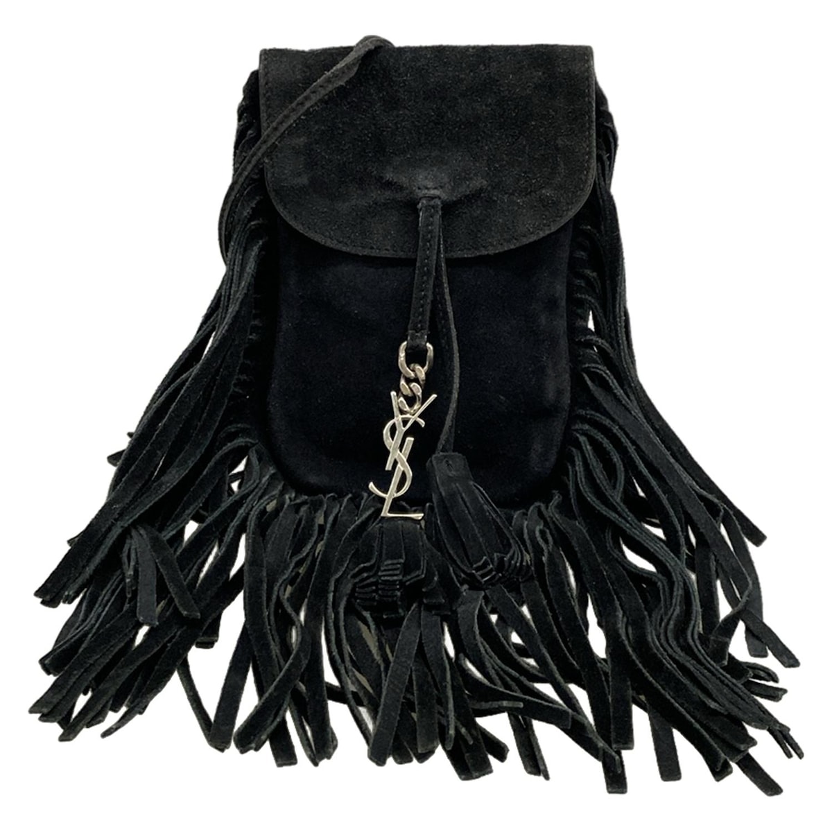 【中古】SAINT LAURENT PARIS(サンローランパリ) ショルダーバッグ フリンジ/ミニバッグ 黒