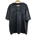 【中古】Maison Margiela(メゾンマルジェラ) 半袖Tシャツ クルーネック/ダメージ加工 ダークグレー×黒