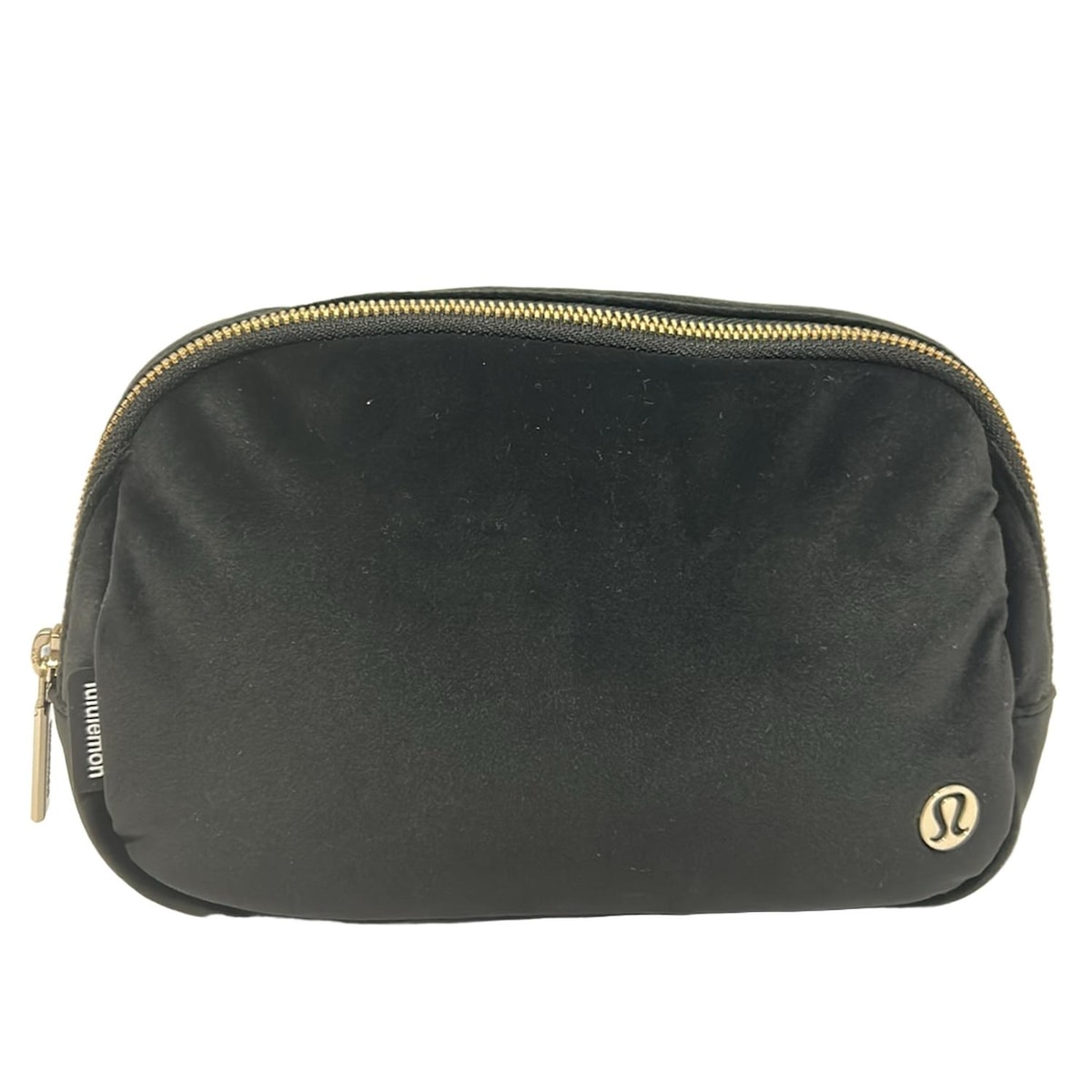 【中古】lululemon(ルルレモン) ウエストポーチ 黒×ゴールド