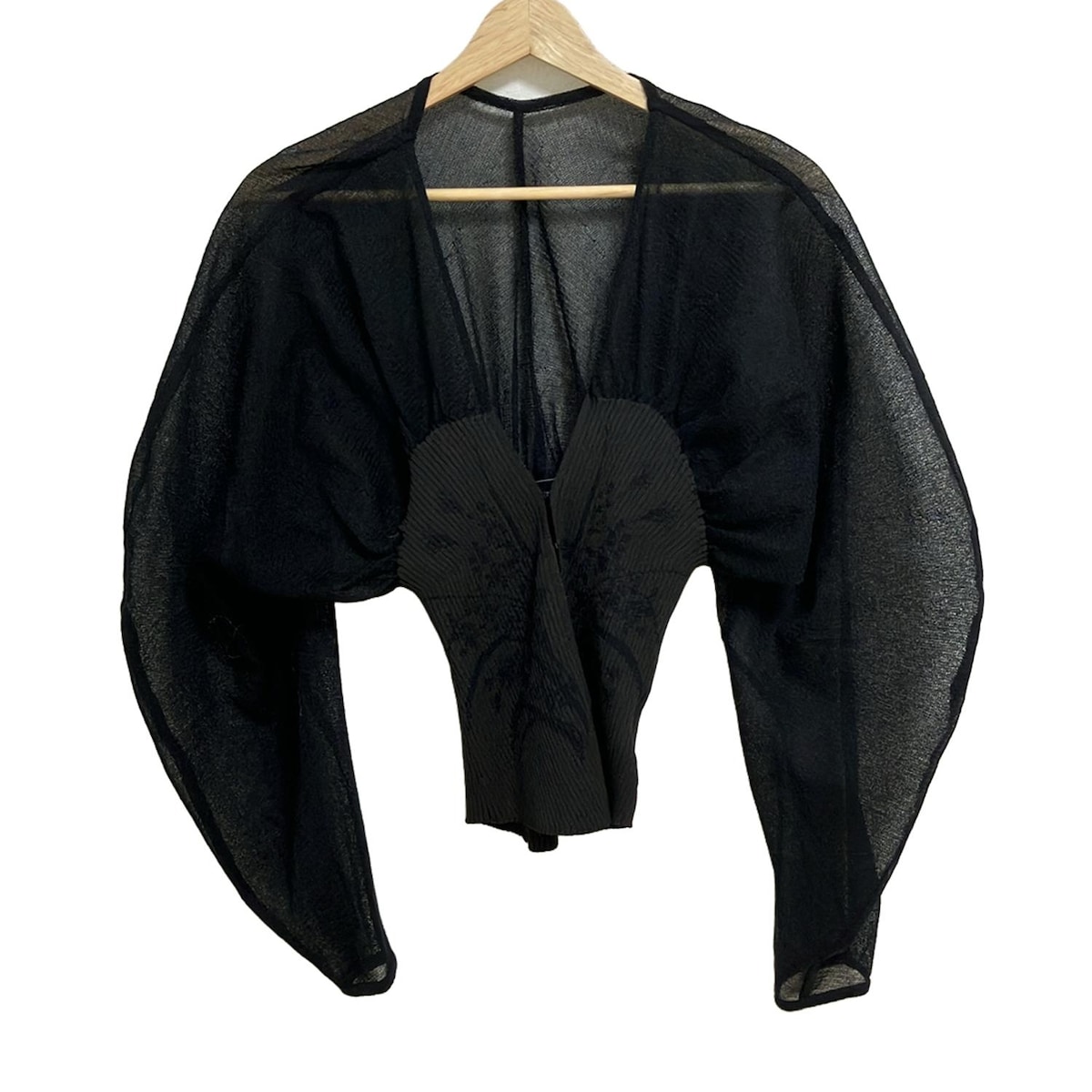 【中古】mame kurogouchi(マメ クロゴウチ) カーディガン 長袖/シースルー 黒