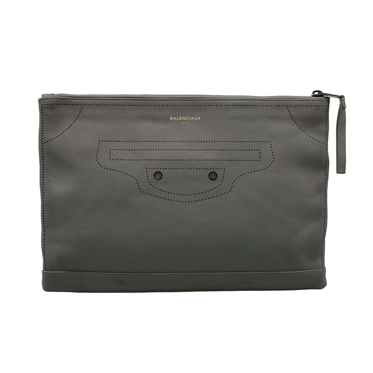 【新着】【中古】BALENCIAGA(バレンシアガ) クラッチバッグ ダークグレー レザー