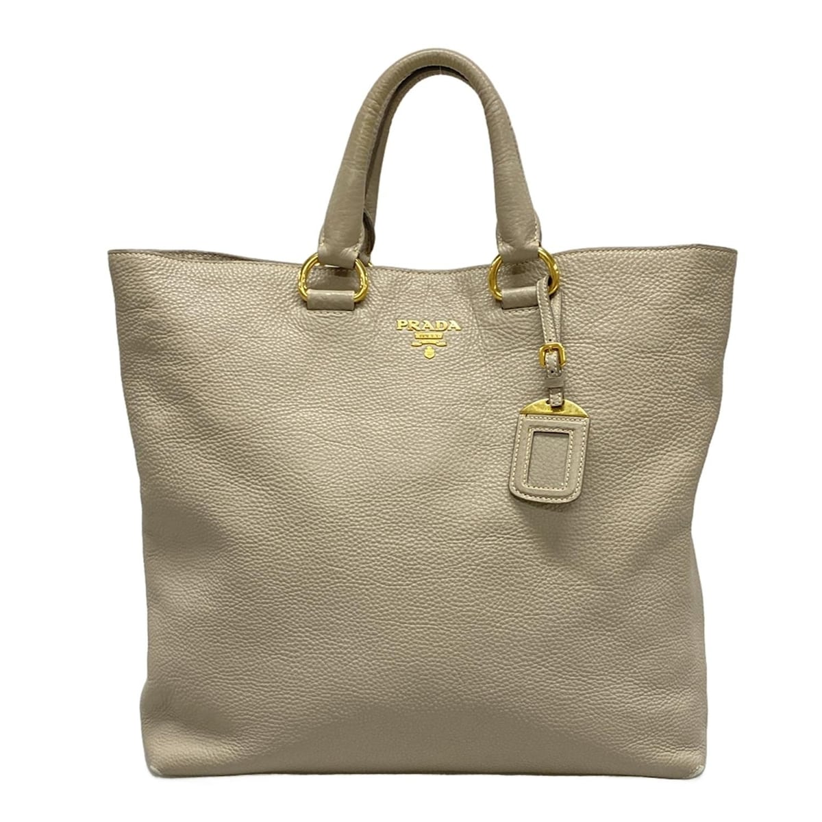 【中古】PRADA(プラダ) トートバッグ 革タグ グレー レザー