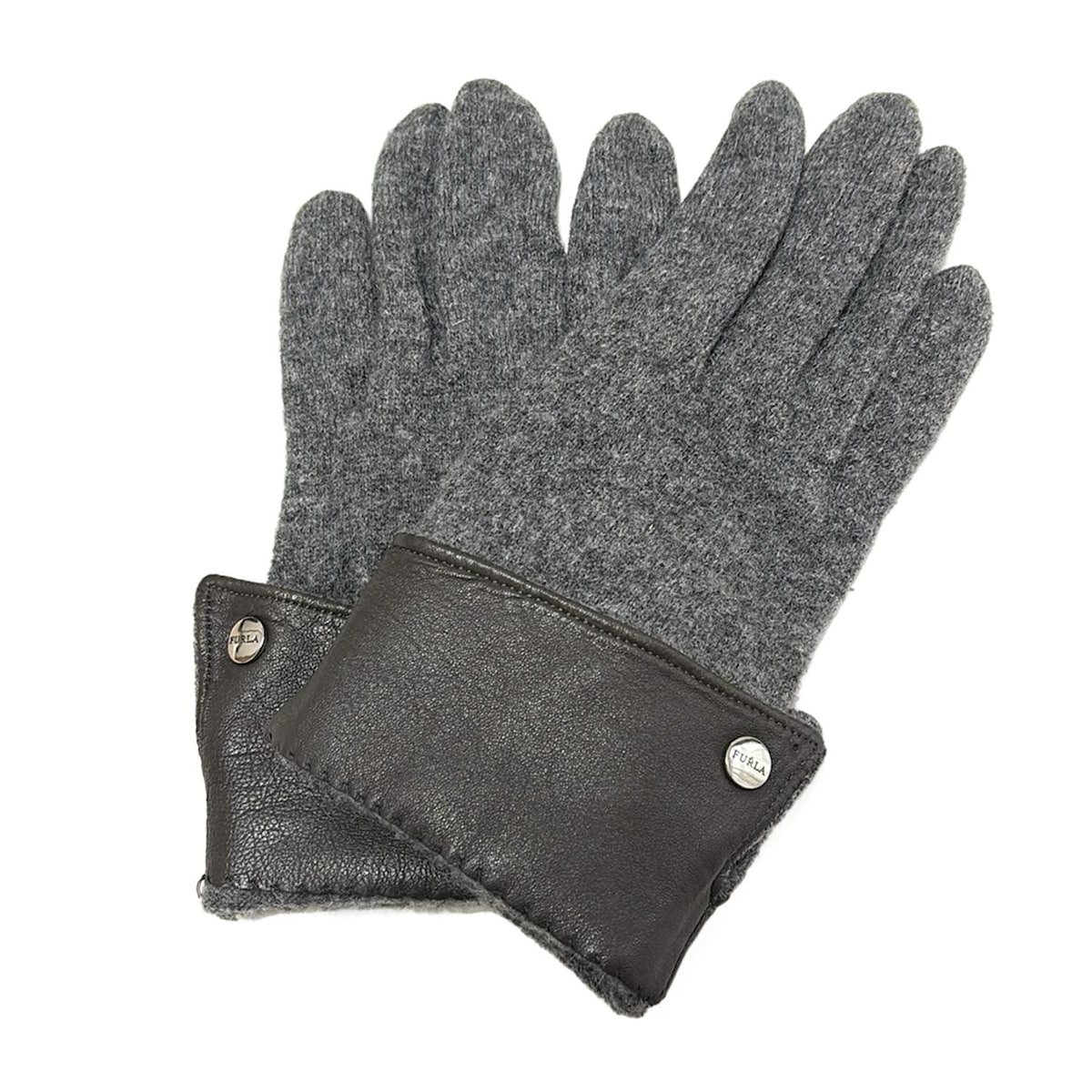 【中古】FURLA(フルラ) 手袋 ダークグレー ウール、レザー