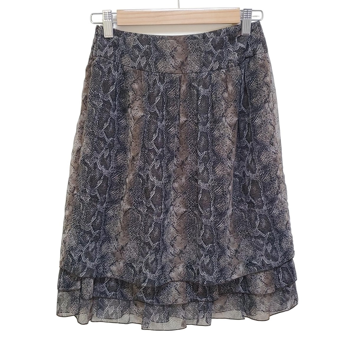 【中古】EPOCA(エポカ) スカート ひざ丈 ライトグレー×ライトイエロー×マルチ