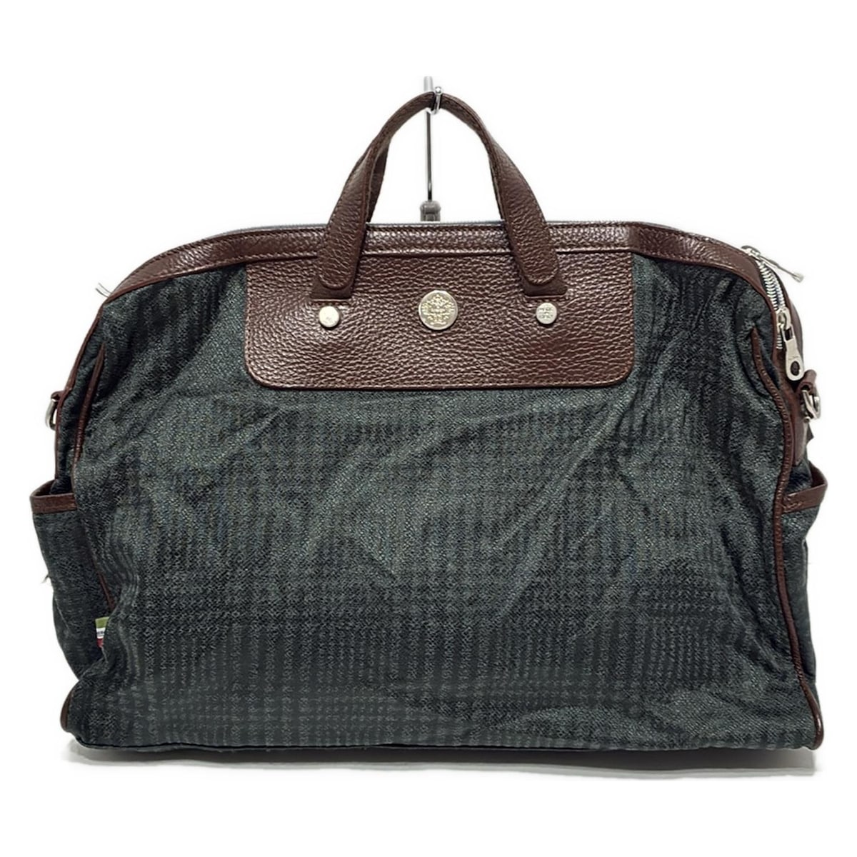 【中古】OROBIANCO(オロビアンコ) ビジネスバッグ 本体ロックなし ダークグリーン×ダークブラウン レザー