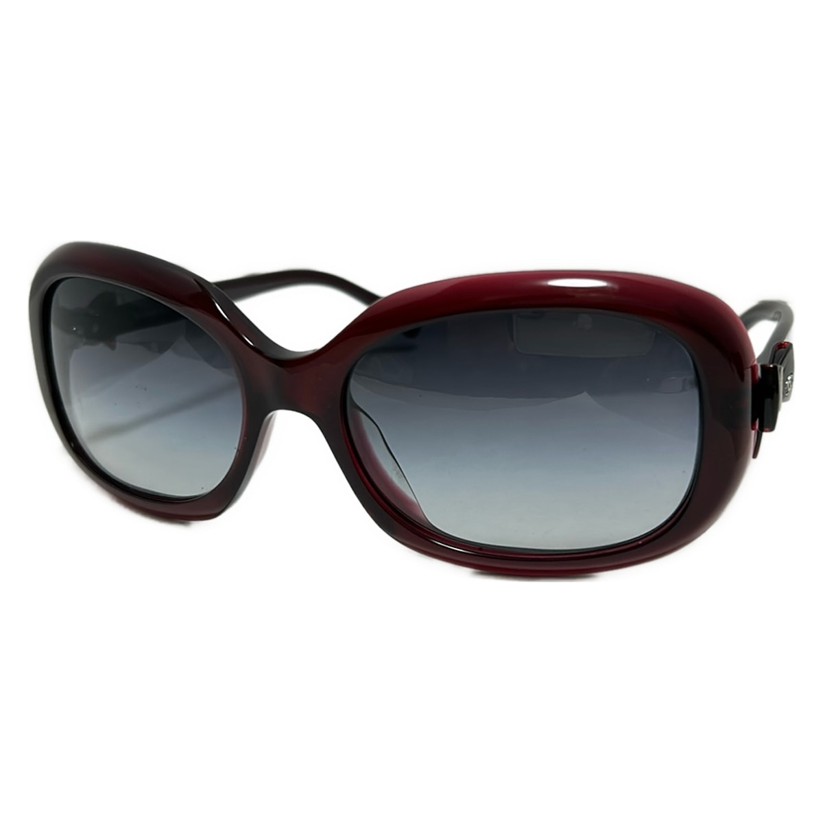 【中古】CHANEL(シャネル) サングラス リボン 黒×ボルドー