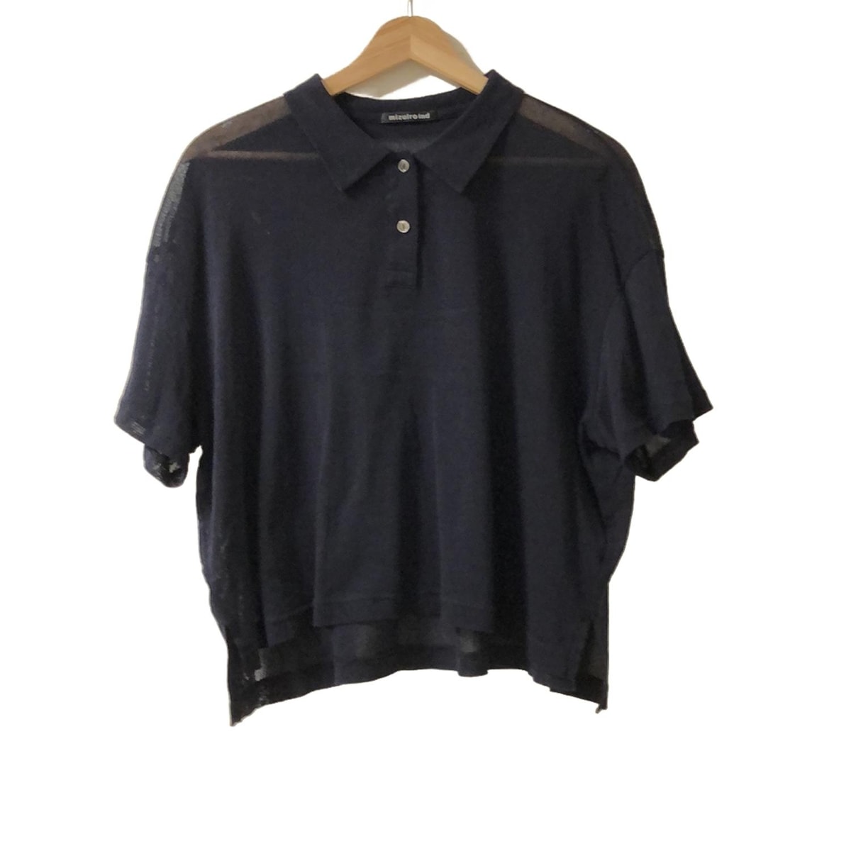 【新着】【中古】mizuiro ind(ミズイロインド) 半袖ポロシャツ ダークネイビー