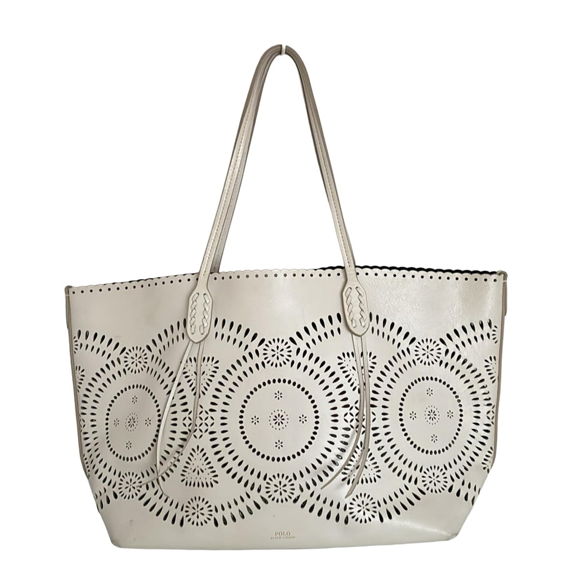【中古】POLObyRalphLauren(ポロラルフローレン) トートバッグ パンチング 白 レザー