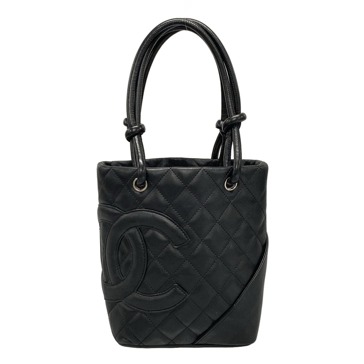 【中古】CHANEL(シャネル) カンボンラインスモールトート トートバッグ 黒 ラムスキン