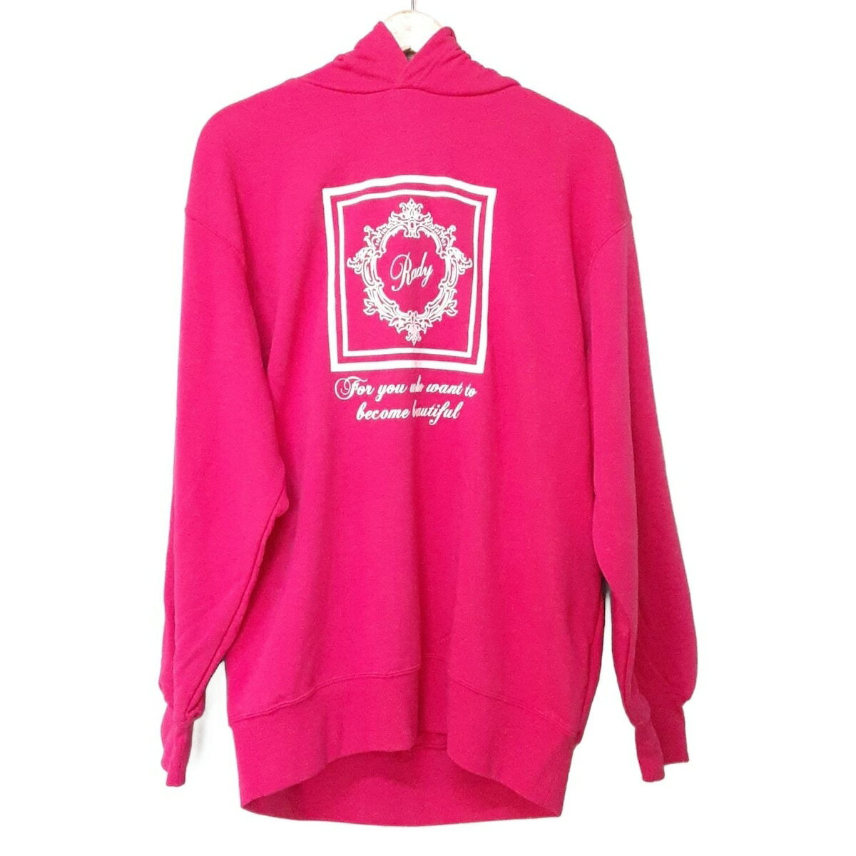 【中古】Rady(レディ) パーカー 長袖/ビッグシルエット/フレームRadyロゴ ピンク