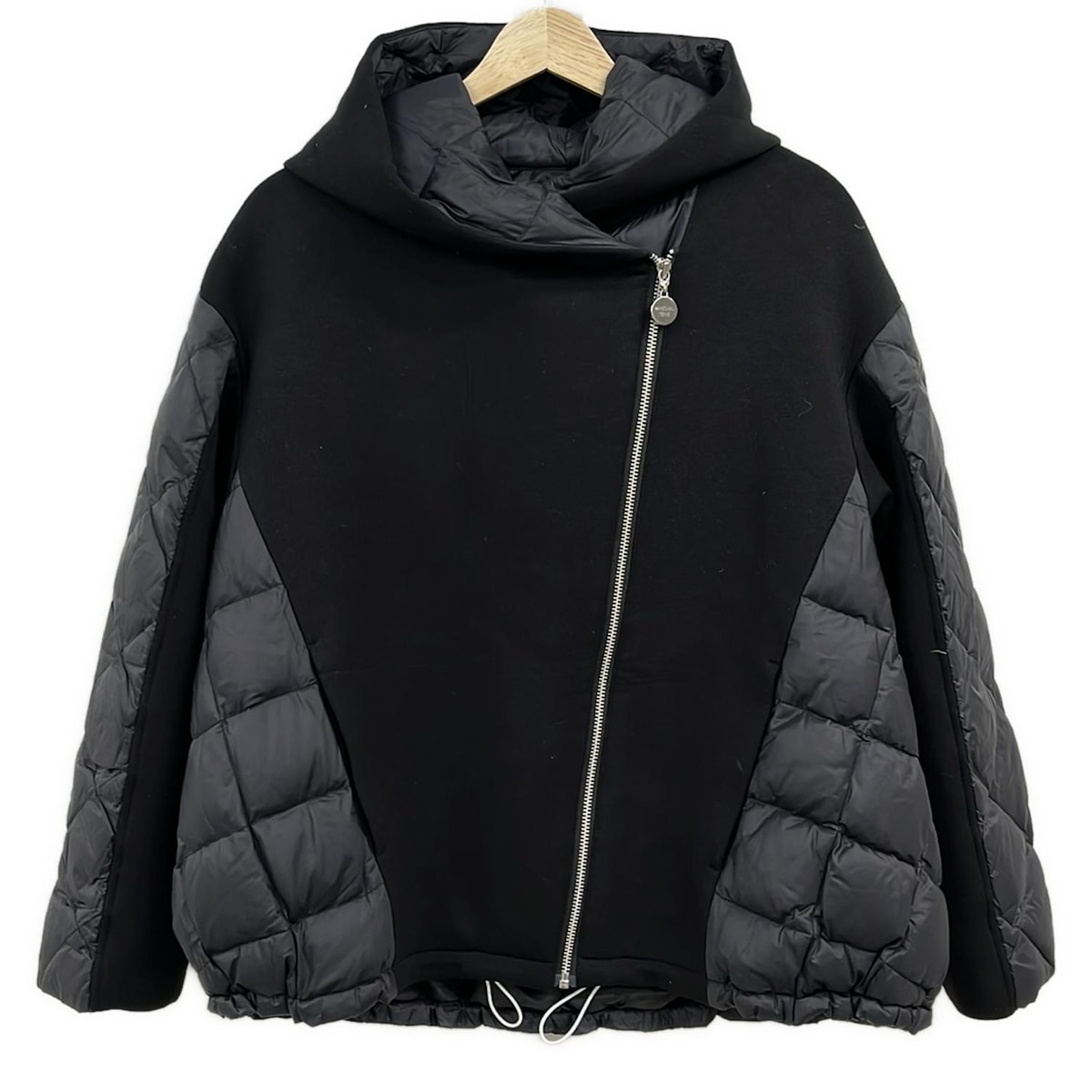 【中古】MARECHAL TERRE(マルシャル・テル) ダウンジャケット 長袖/ジップアップ/異素材切替/キルティング/冬 黒×ダークネイビー