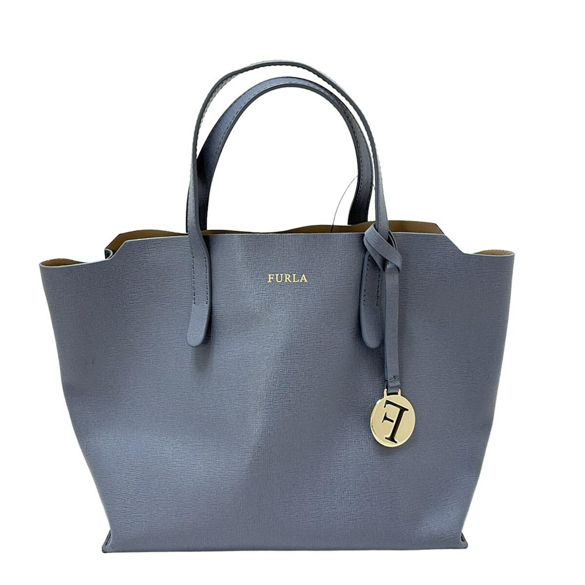 【中古】FURLA(フルラ) サリー トートバッグ ブルーグレー レザー