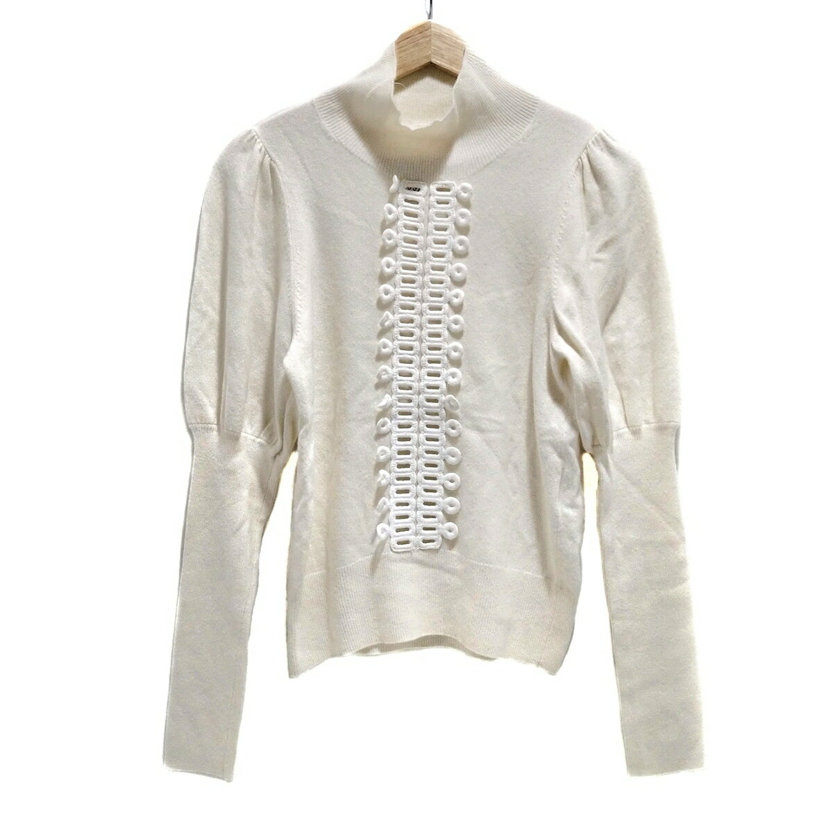 【中古】SEE BY CHLOE(シーバイクロエ) 長袖セーター ハイネック アイボリー×白