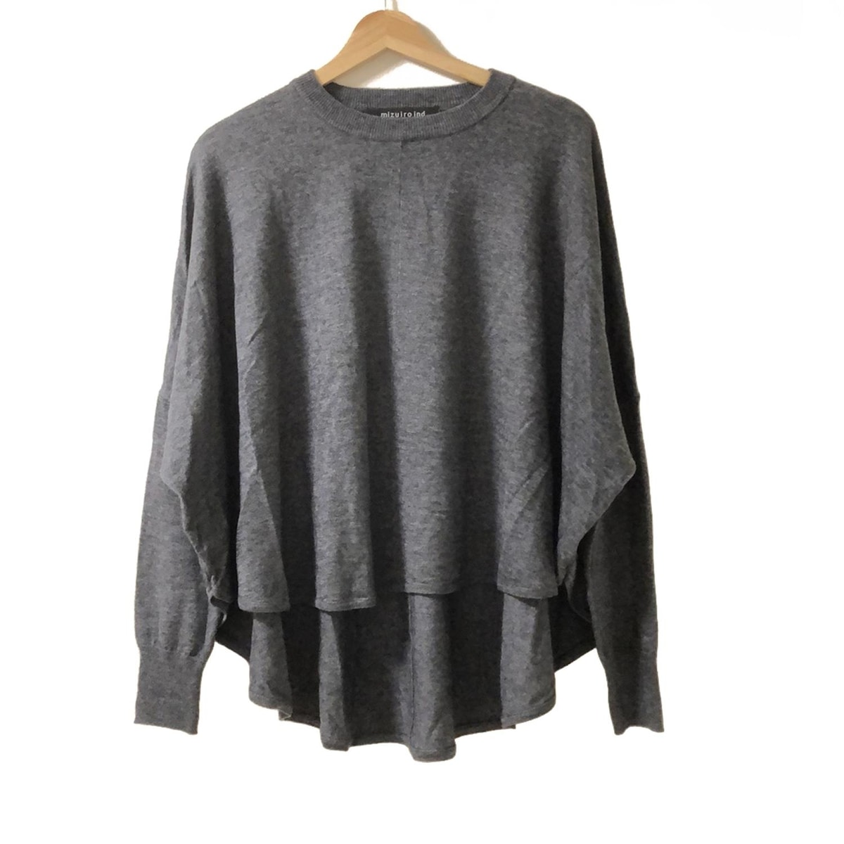 【中古】mizuiro ind(ミズイロインド) 長袖セーター クルーネック ダークグレー