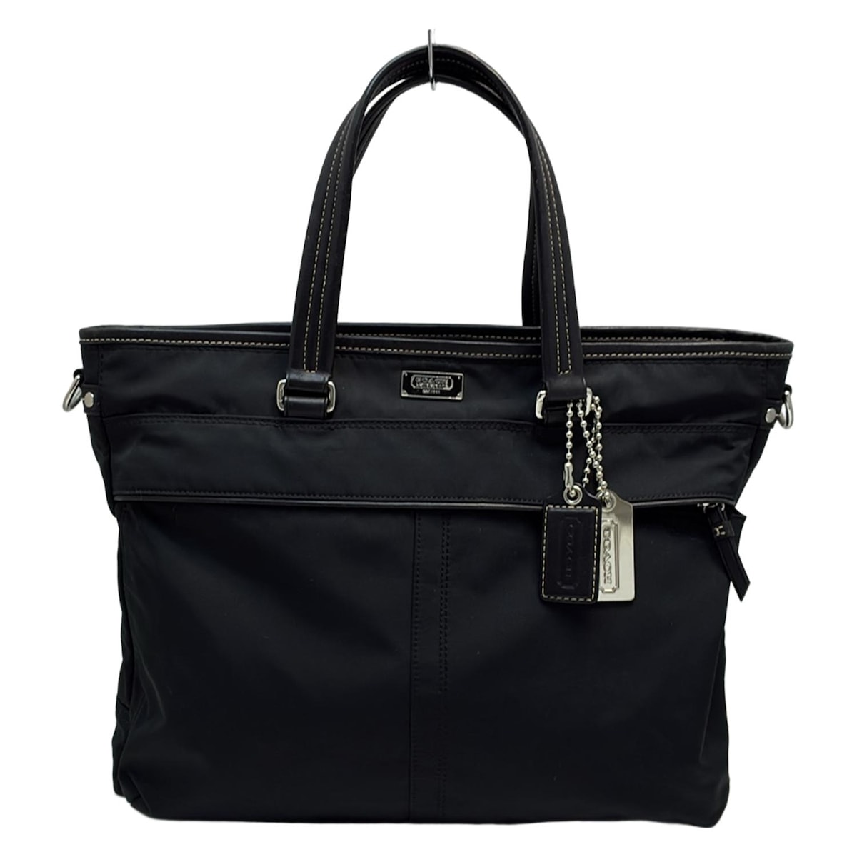 【中古】COACH(コーチ) ビジネスバッグ 本体ロックなし 黒 レザー