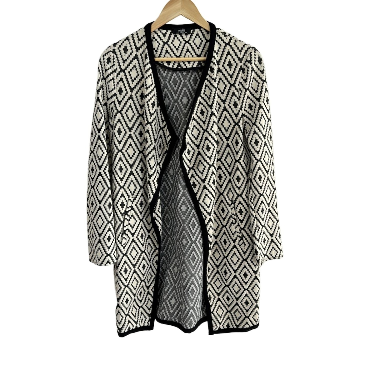 【中古】Wallis(ウォリス) コート 長袖/春/秋 白×ダークグレー×黒