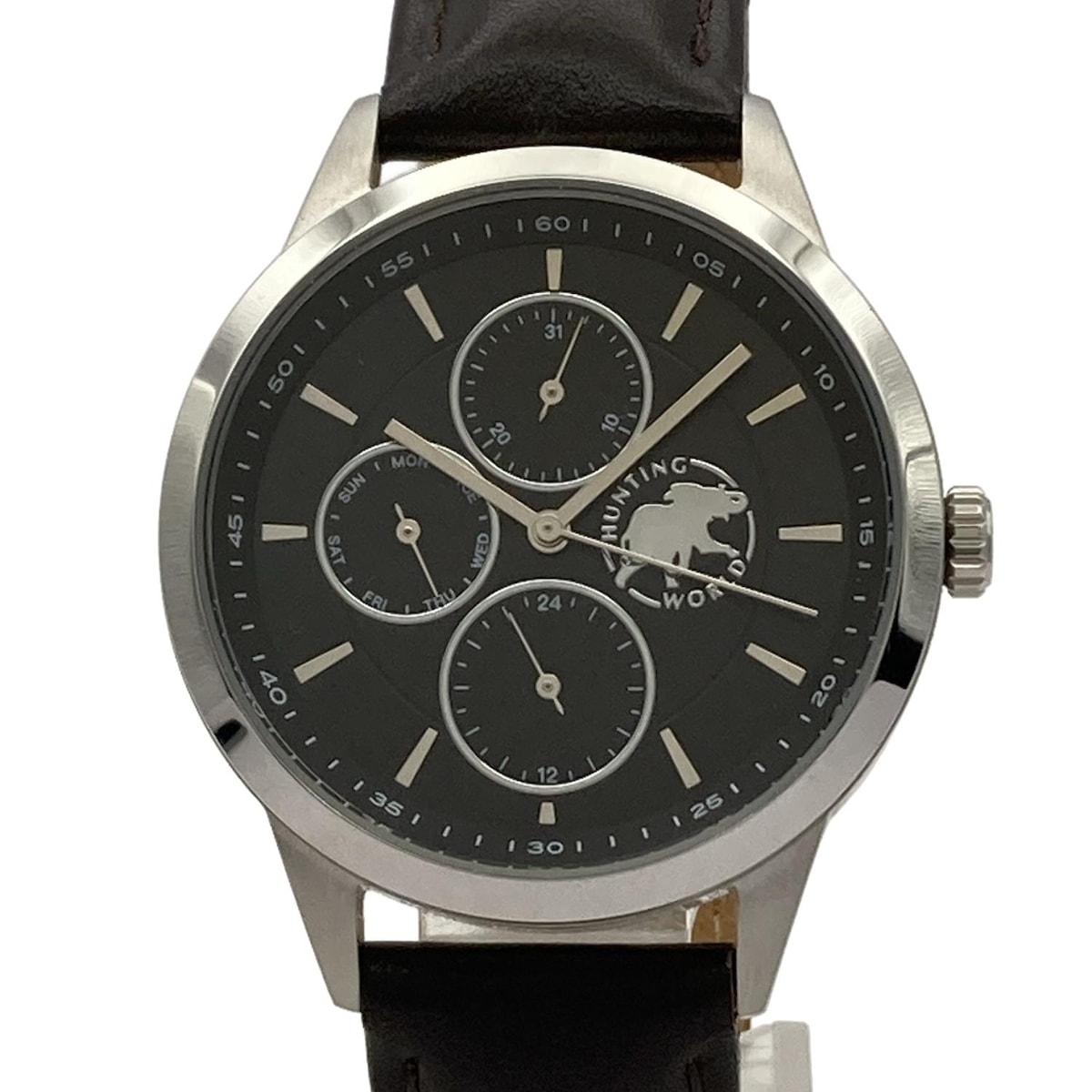 【中古】HUNTING WORLD(ハンティングワールド) 腕時計 トリプルカレンダー 黒