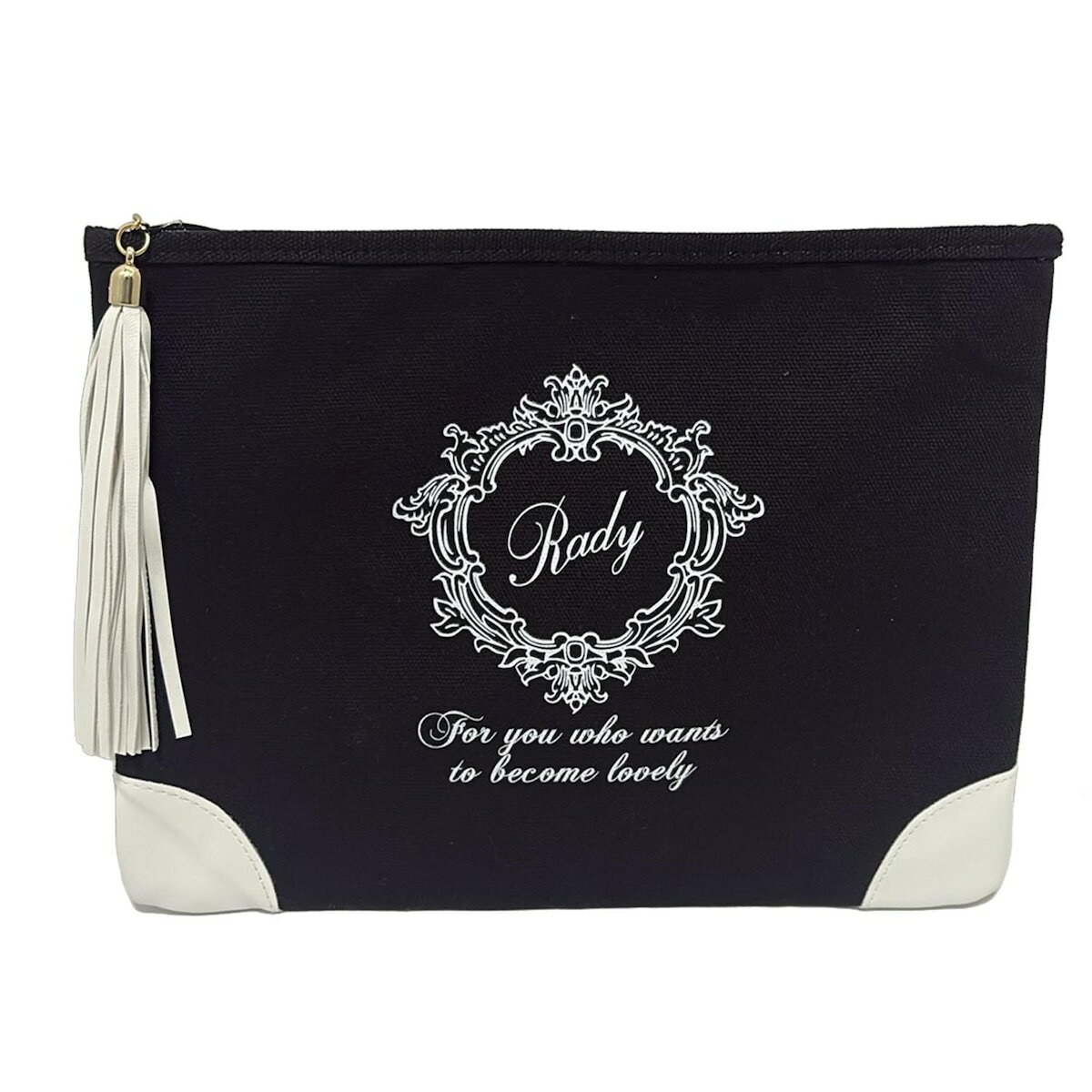 【中古】Rady(レディ) クラッチバッグ 黒×白 コットン