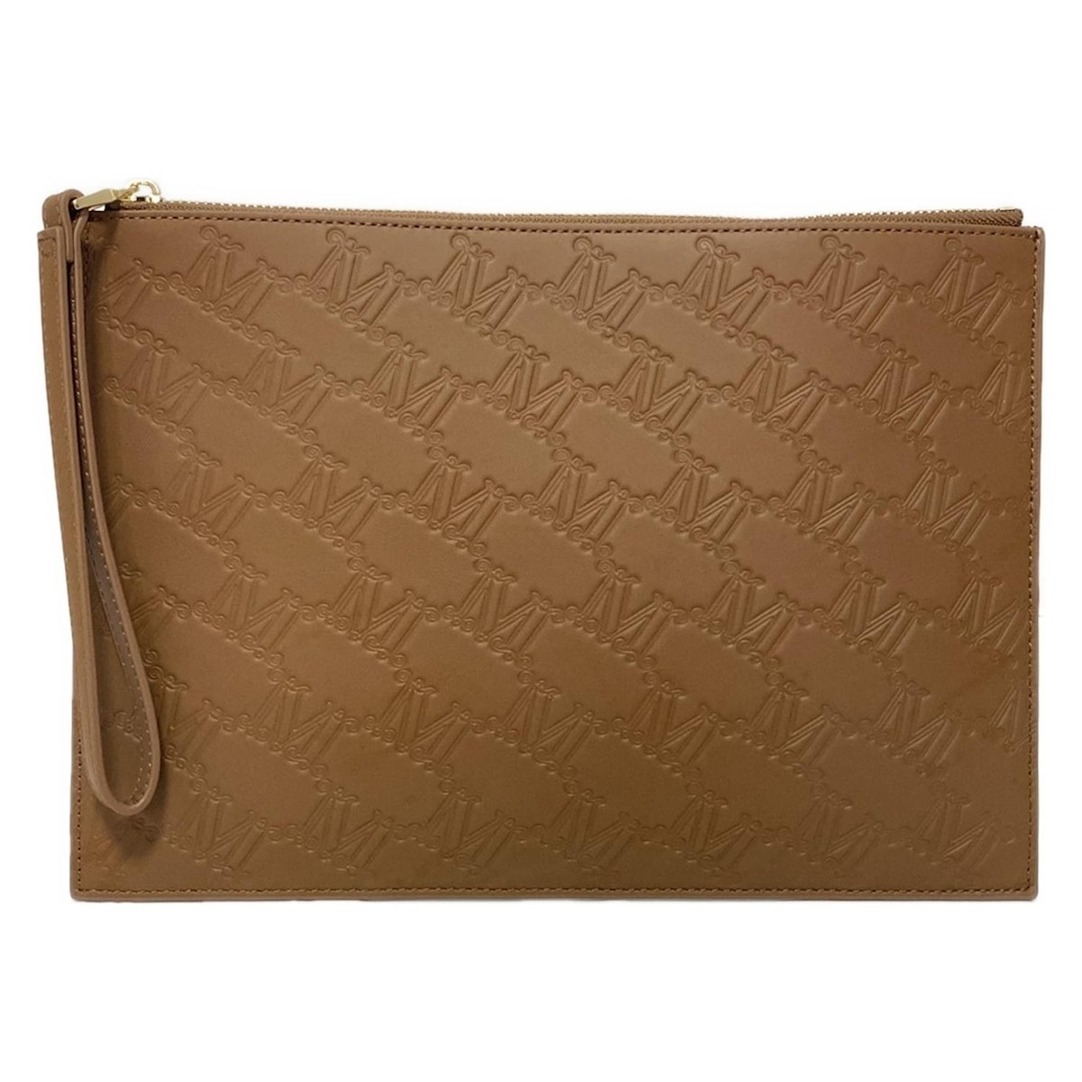 【中古】Max Mara(マックスマーラ) クラッチバッグ 型押し加工/マチなし ブラウン レザー(4)