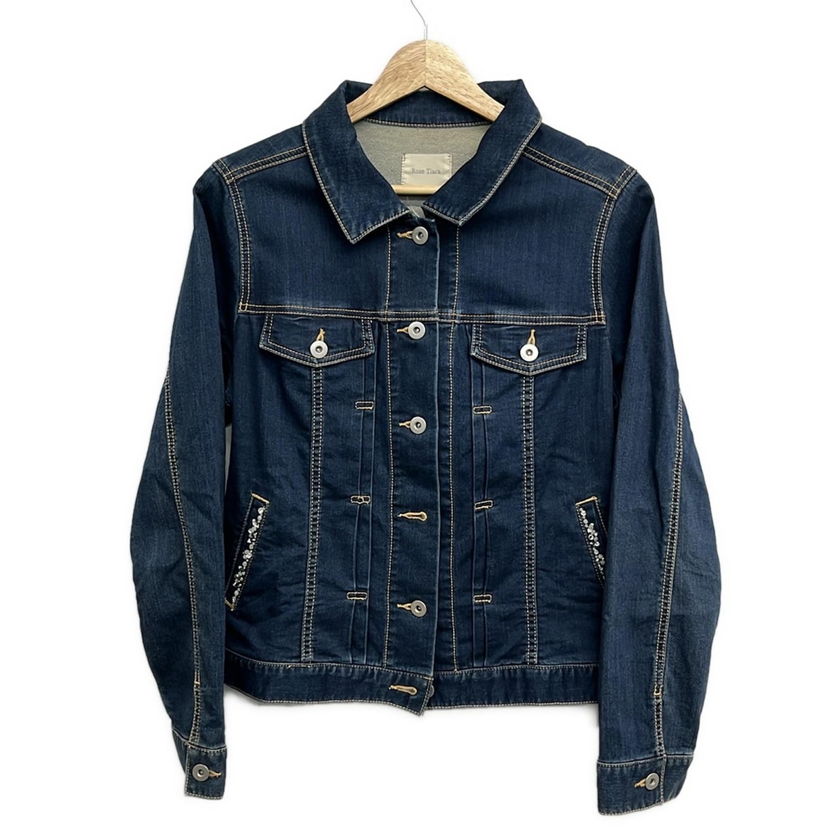 【中古】Rose Tiara(ローズティアラ) Gジャン ビジュー ネイビー