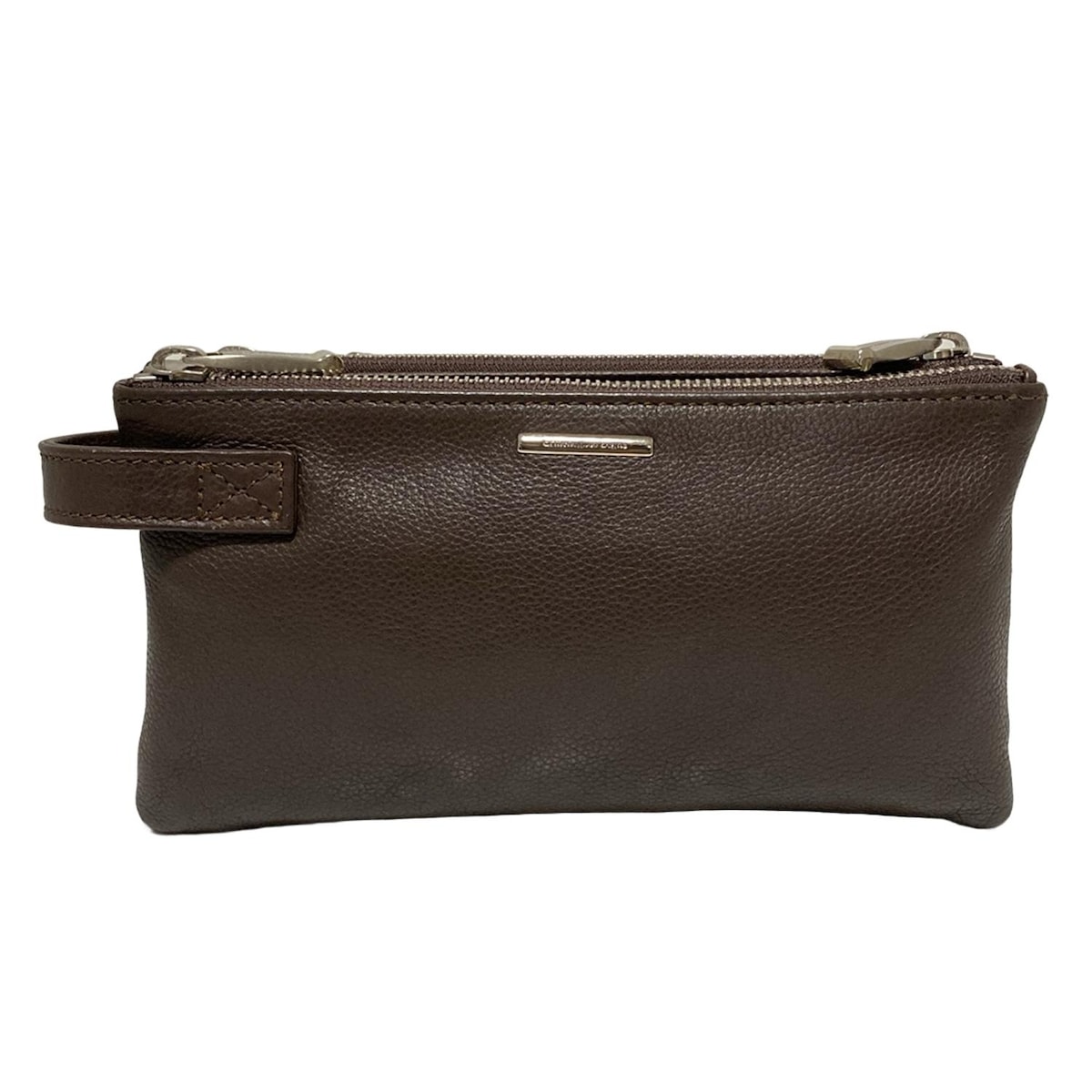 【中古】ZEGNA/Ermenegildo Zegna(ゼニア/エルメネジルド ゼニア) クラッチバッグ ダークブラウン レザー