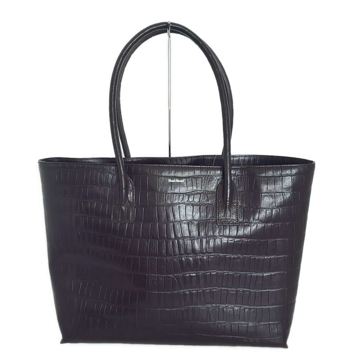 【中古】PaulStuart(ポールスチュアート) トートバッグ 型押し加工 ダークブラウン レザー