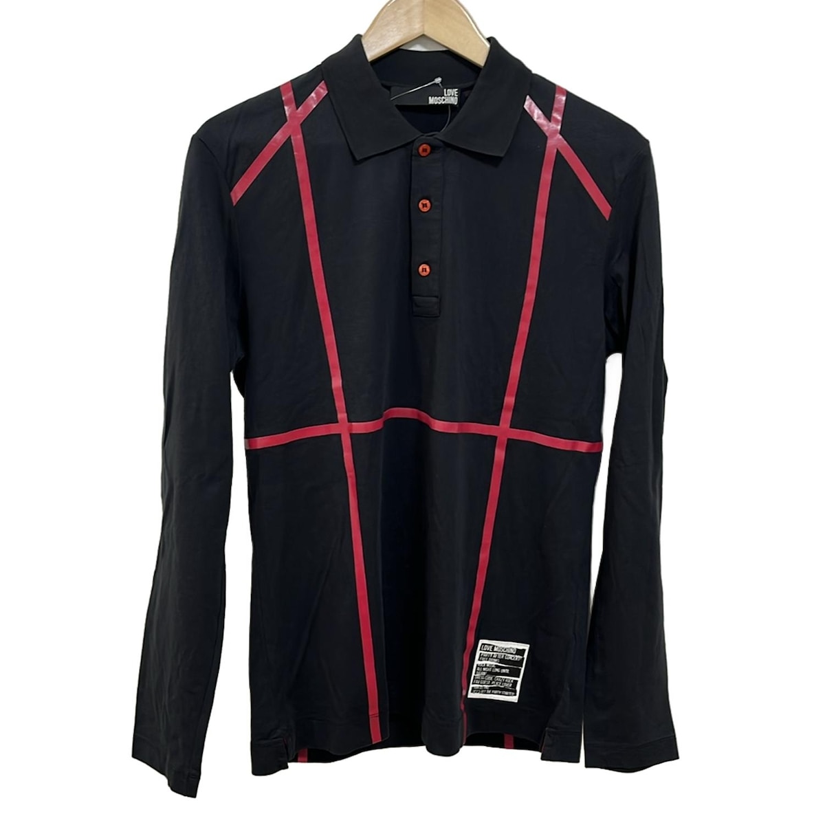 【新着】【中古】LOVE MOSCHINO(ラブモスキーノ) 長袖ポロシャツ 黒×レッド