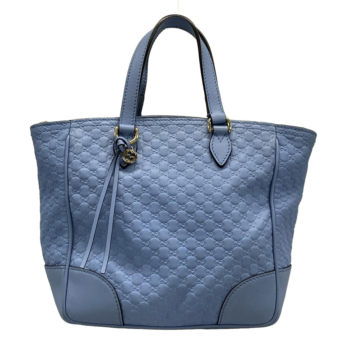 【新着】【中古】GUCCI(グッチ) ブリー/マイクログッチシマ ハンドバッグ ライトブルー レザー