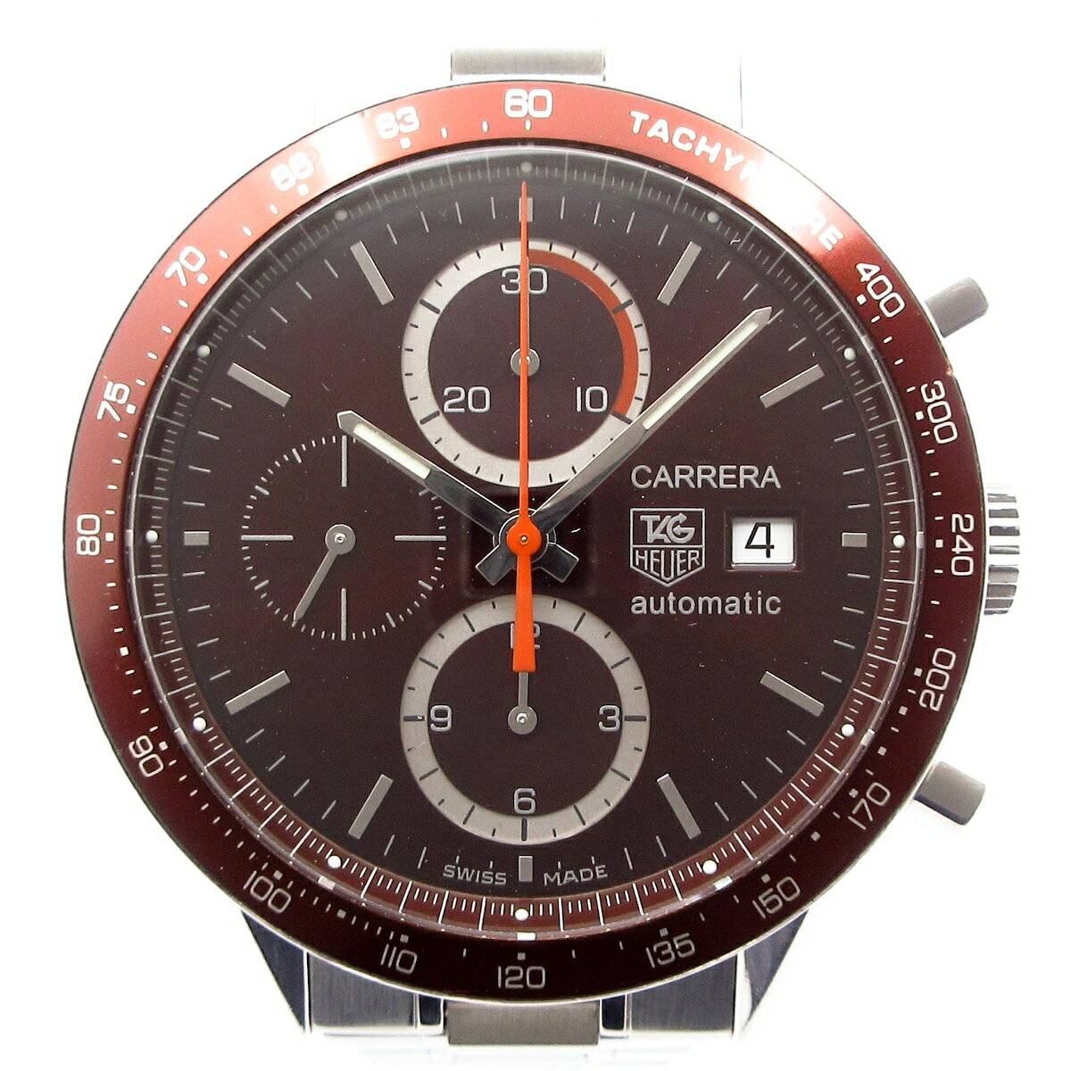 【中古】TAG Heuer(タグホイヤー) カレラ キャリバー16 腕時計 SS/クロノグラフ/裏スケ ボルドー