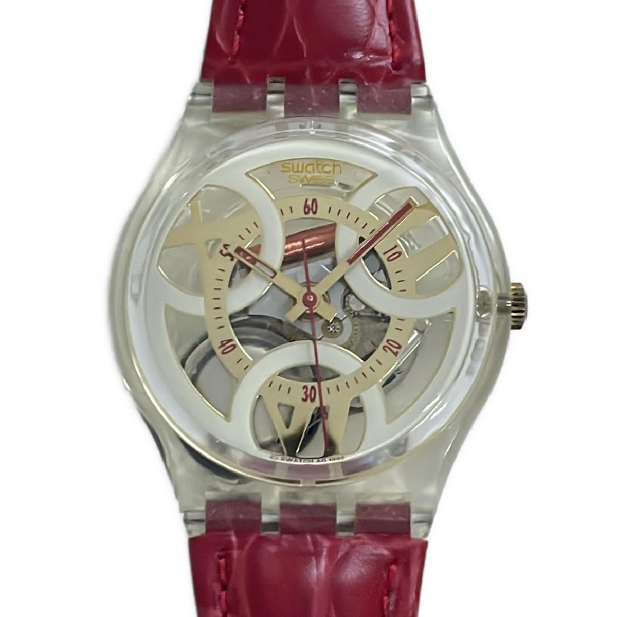 【中古】swatch(スウォッチ) GENT FEUER GK177 腕時計 1993年 クリア×ゴールド×アイボリー