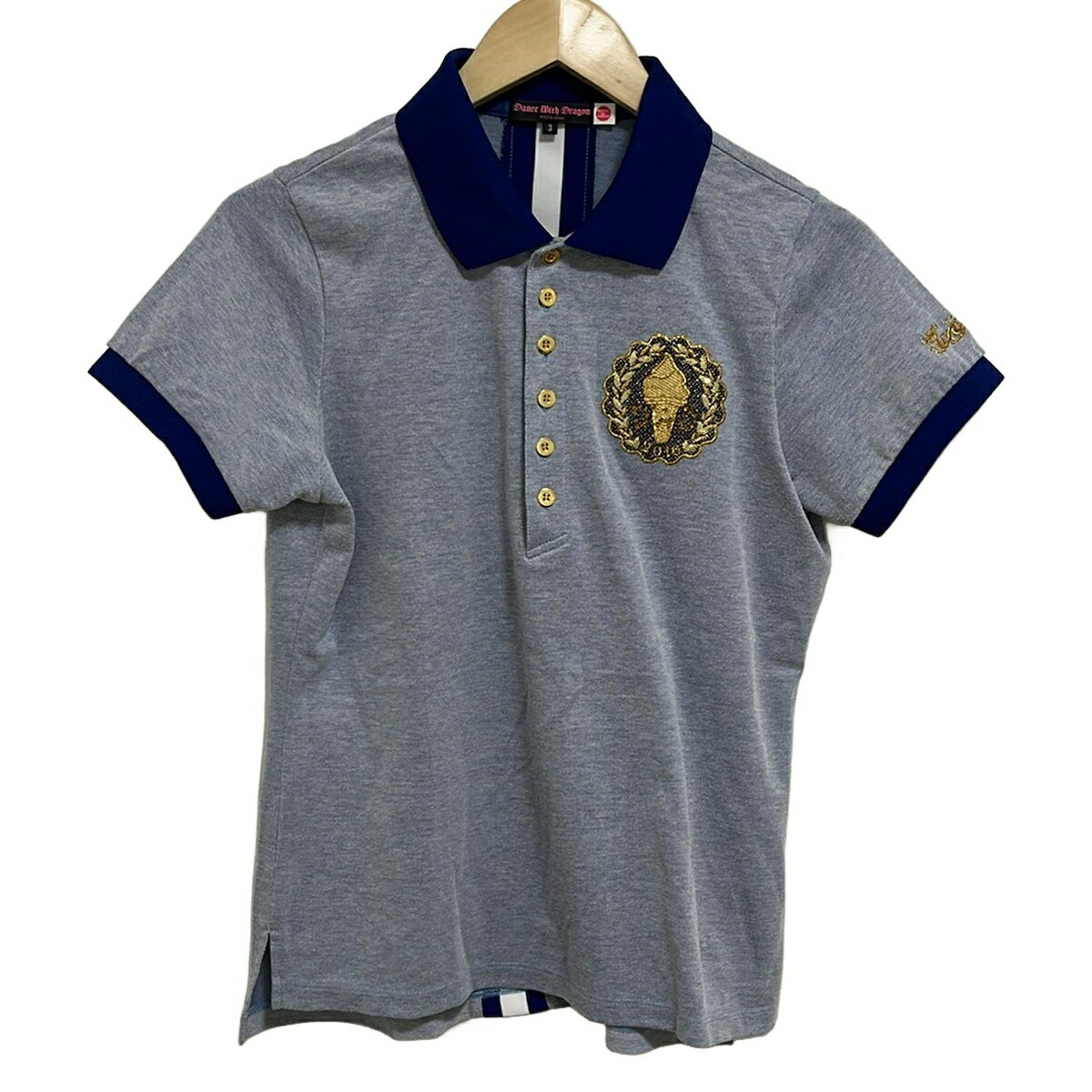 【新着】【中古】DANCE WITH DRAGON(ダンスウィズドラゴン) 半袖ポロシャツ スパンコール/ラインストー..