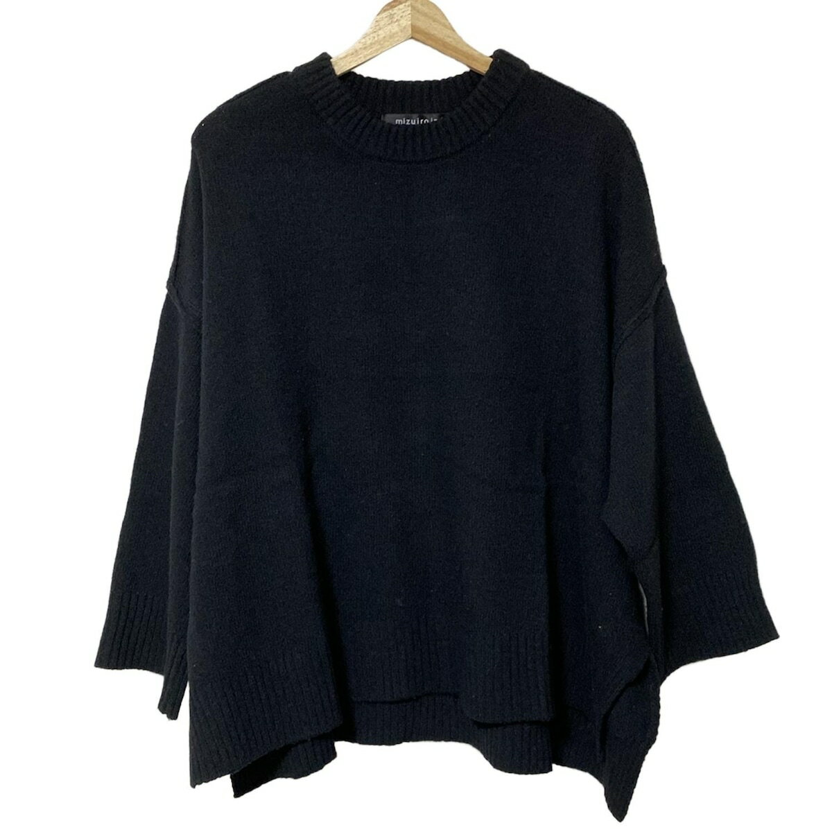 【中古】mizuiro ind(ミズイロインド) 長袖セーター クルーネック 黒
