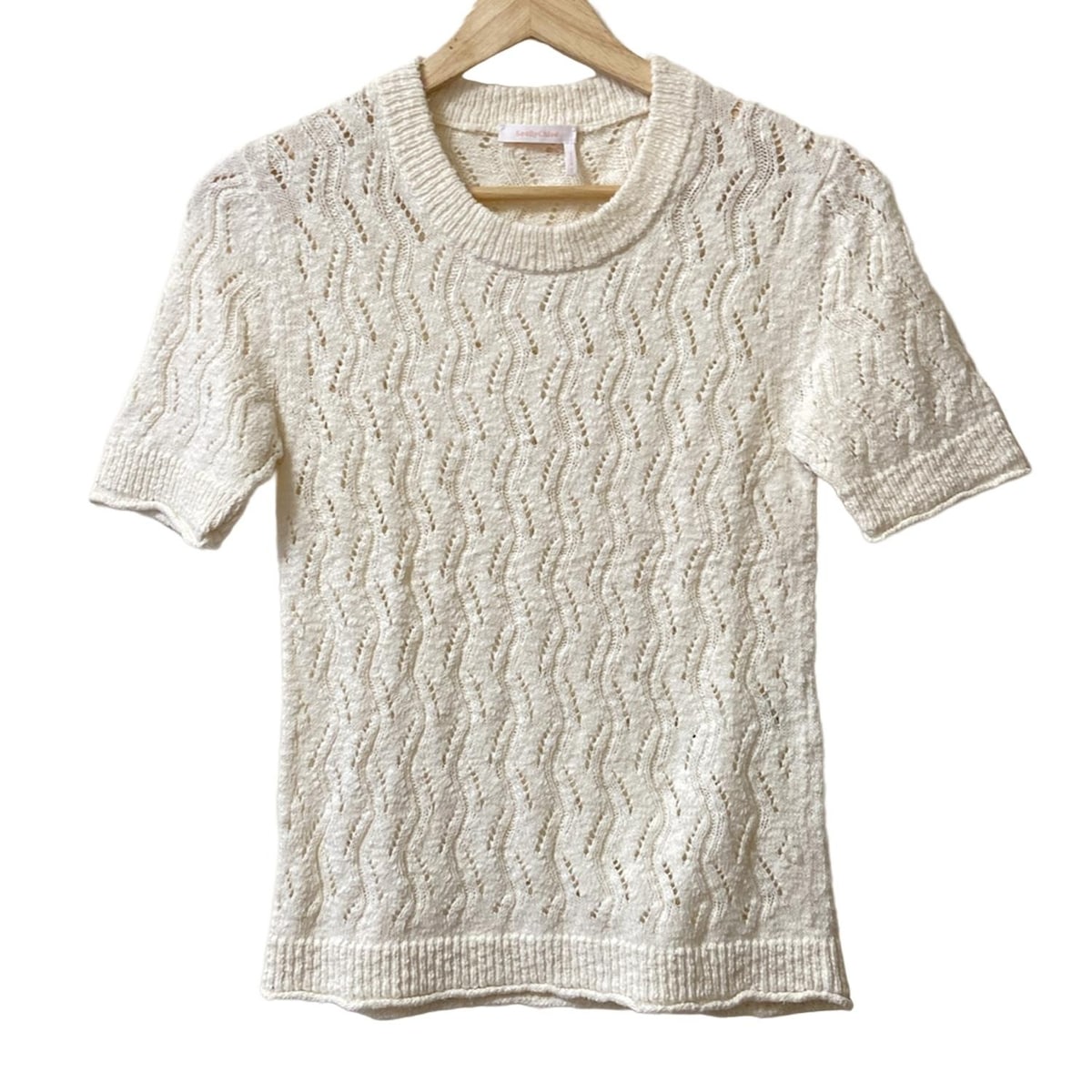 【中古】SEE BY CHLOE(シーバイクロエ) 半袖セーター クルーネック アイボリー