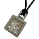 【新着】【中古】mikimoto(ミキモト) ペンダントウォッチ スクエア ネックレス ペンダントウォッチ/7Pパール シルバー×アイボリー×黒 レザー