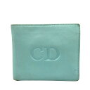 【中古】DIOR/ChristianDior(ディオール/クリスチャンディオール) 2つ折り財布 CDロゴ ターコイズブルー レザー(4)