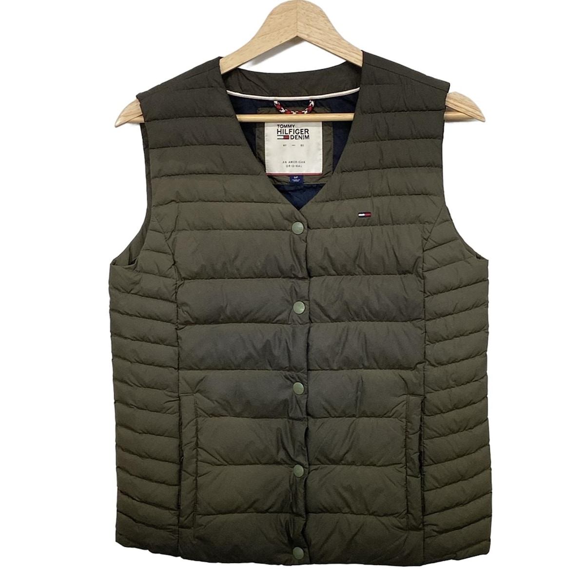 【中古】TOMMY HILFIGER(トミーヒルフィガー) ダウンベスト 冬/秋/DENIM カーキ