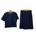 【中古】Leilian(レリアン) スカートセットアップ 夏物 ブルー×黒