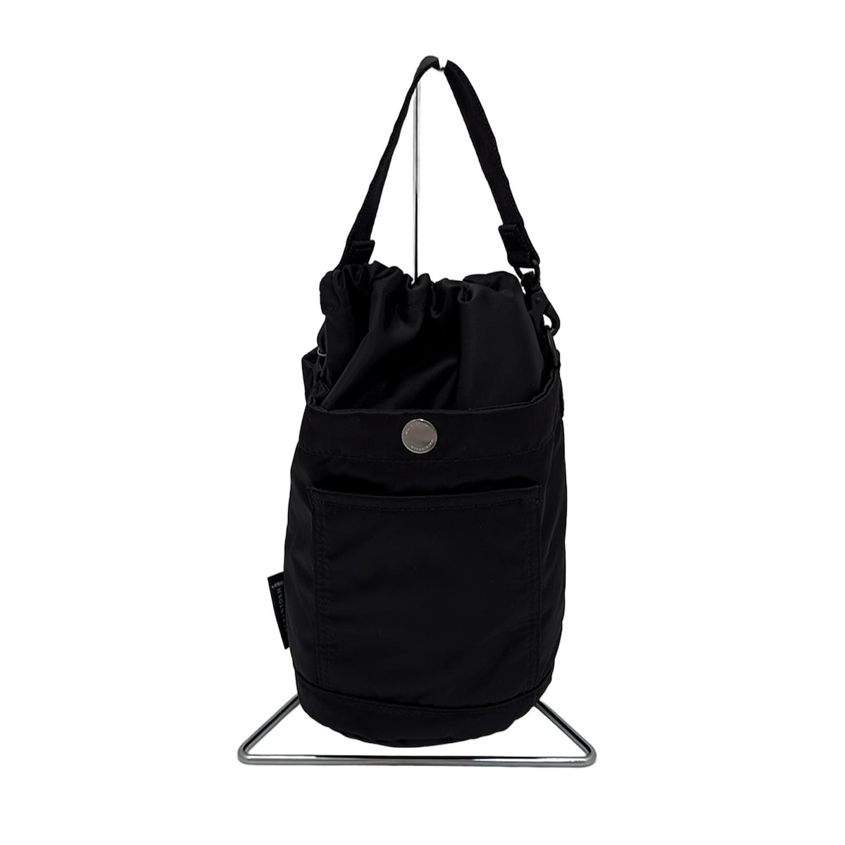 【中古】MACKINTOSH(マッキントッシュ) ハンドバッグ ストラップ着脱可/巾着型/PORTERコラボ 黒