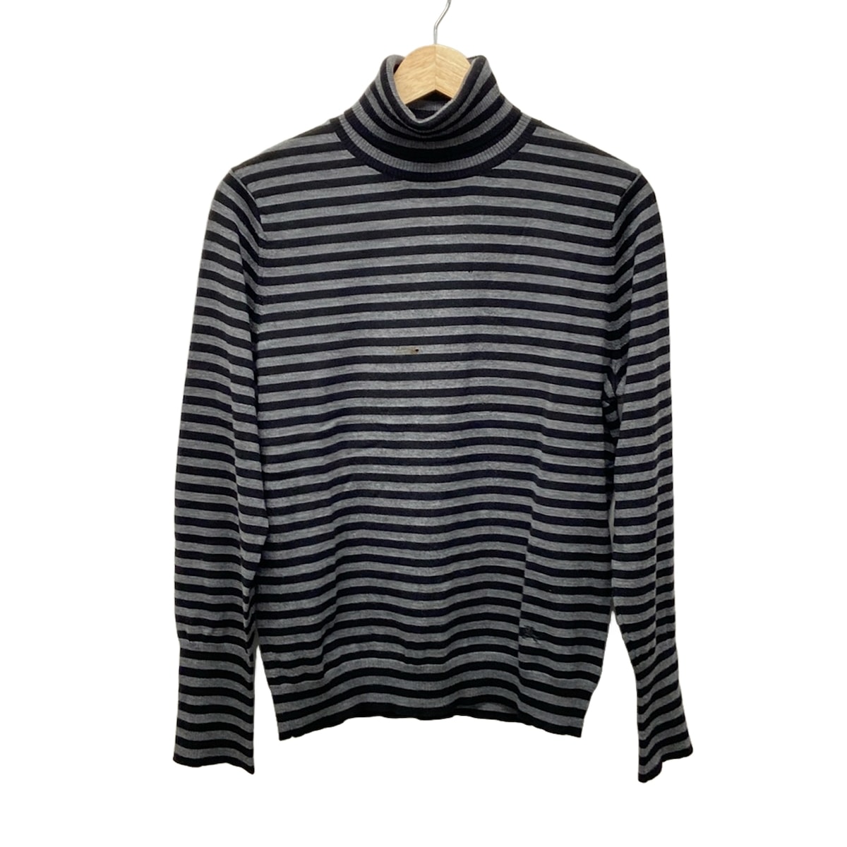 【中古】Burberry LONDON(バーバリーロンドン) 長袖セーター 長袖/ボーダー 黒×グレー