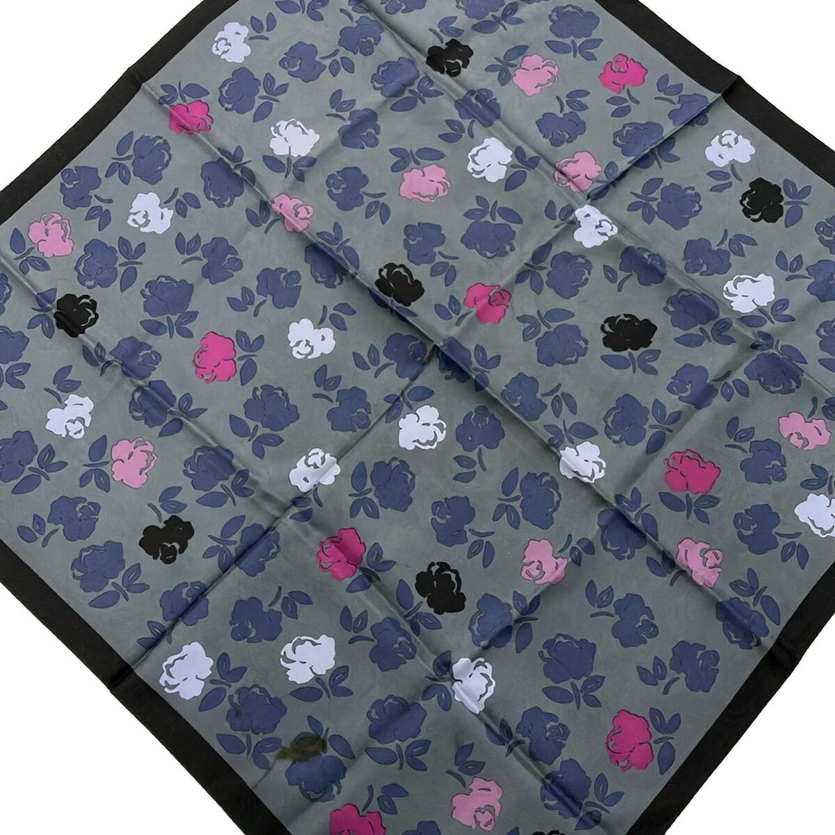 【新着】【中古】Leilian(レリアン) スカーフ 花柄 黒×ダークグレー