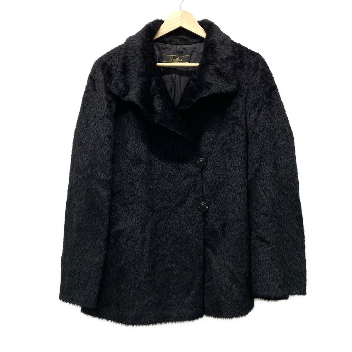 【中古】Leilian(レリアン) ブルゾン 長袖/冬物/シャギー/ショート丈 黒