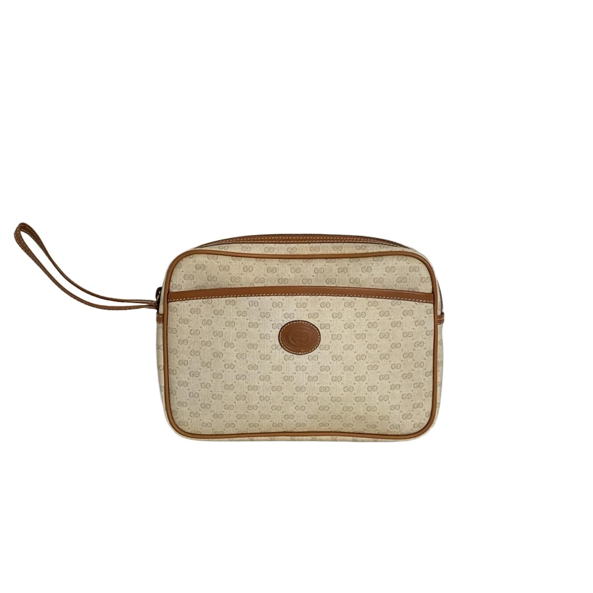 【中古】GUCCI(グッチ) GG柄 クラッチバッグ アイボリー レザー