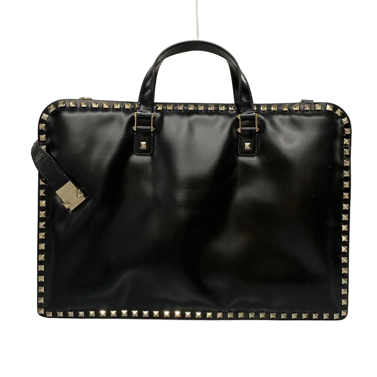 【中古】VALENTINOGARAVANI(バレンチノガラバーニ) ビジネスバッグ スタッズ 黒 レザー